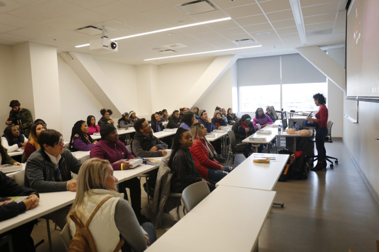 Local students participate in art and science lectures.