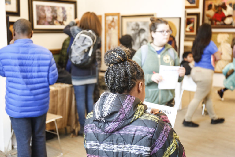 Students from invited schools tour the art show for free, interact with artists about how the arts connect to science, and engage with sponsors about various career opportunities.
