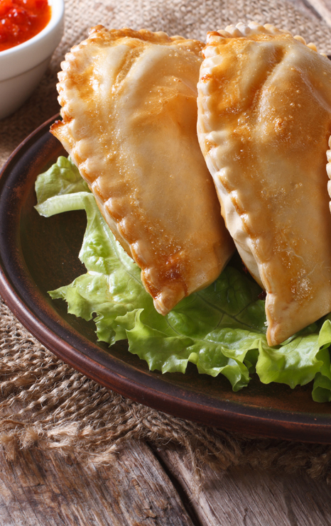 Succulent empanadas in choice of three flavors